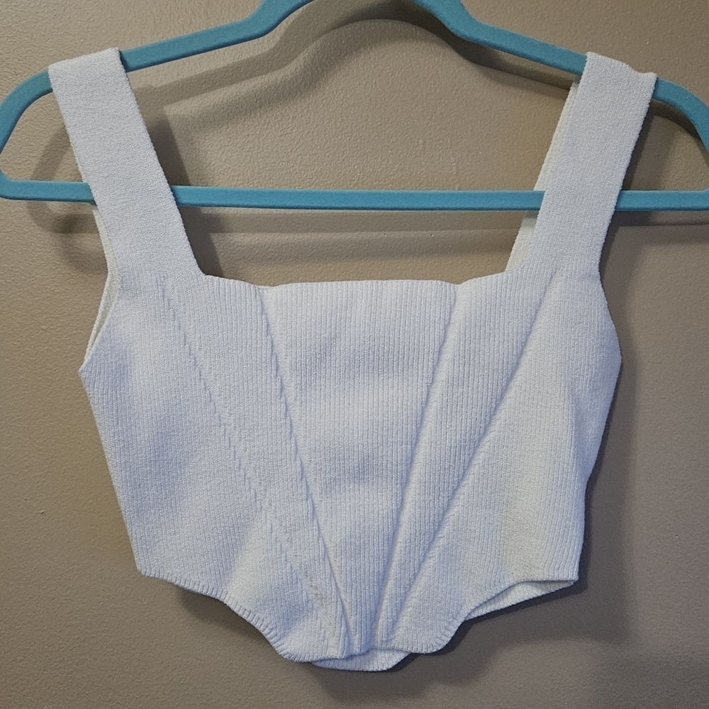 Cupido Style Moda LTDA Women's Size S White Knit Cropped Tank Top